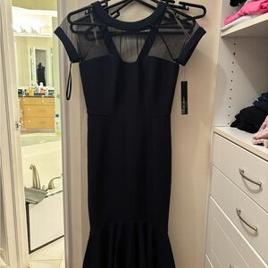 Maggy London Elegant Navy Mesh Dress. New with tags